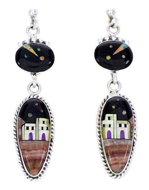 Multicolor Sterling Silver Native American Design Earrings YS71388