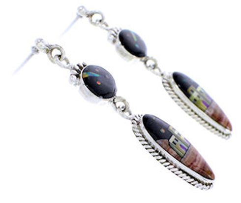 Multicolor Sterling Silver Native American Design Earrings YS71388