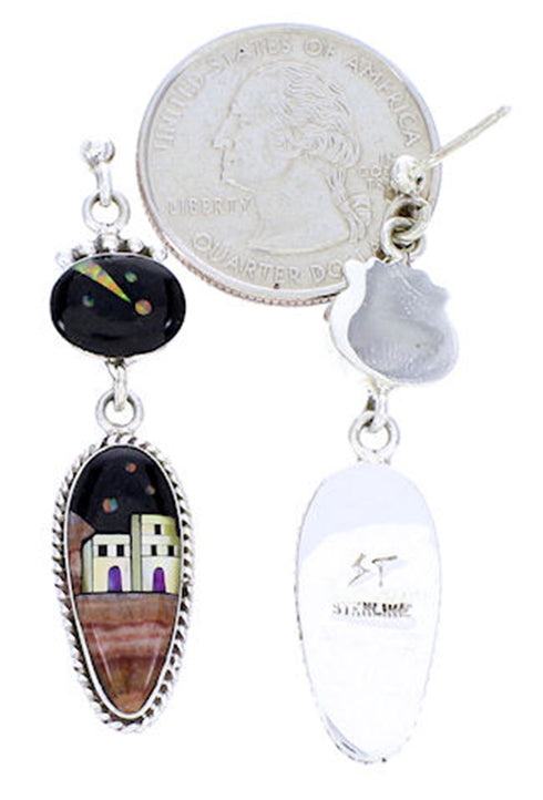 Multicolor Sterling Silver Native American Design Earrings YS71388