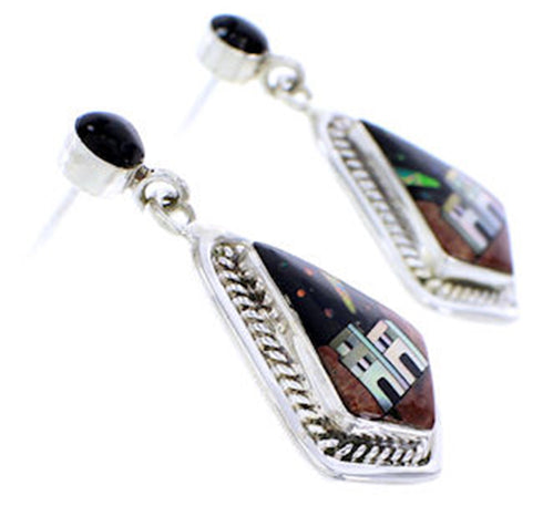 Multicolor Silver Native American Design Jewelry Earrings YS71396