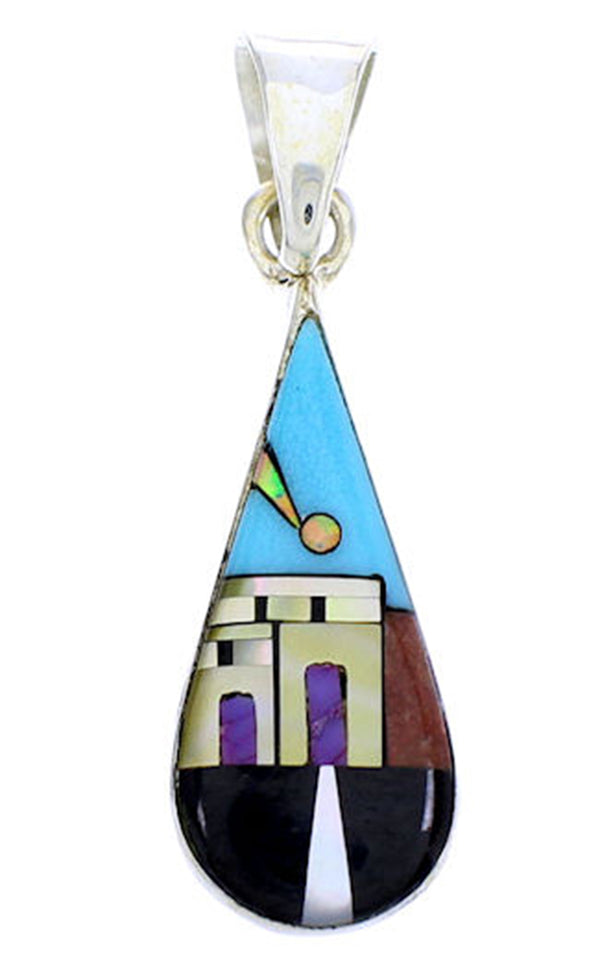 Multicolor Silver Native American Design Jewelry Pendant YS71405