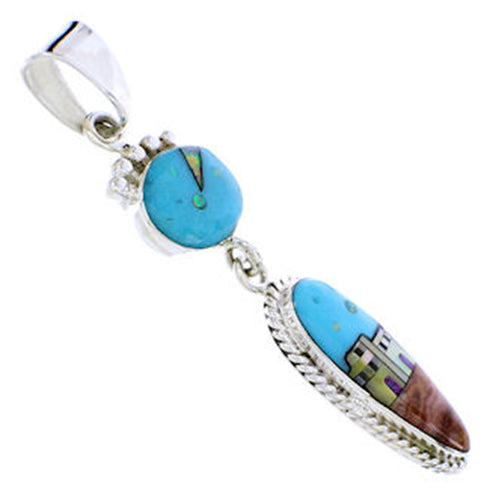 Silver Multicolor Native American Design Jewelry Pendant YS71414