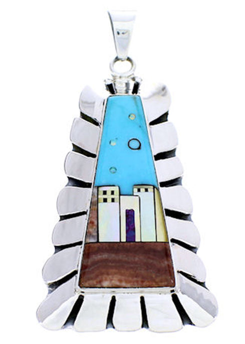 Native American Village Or Pueblo Design Multicolor Pendant YS71430