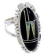 Sterling Silver Opal And Jet Jewelry Ring Size 5-1/2 AW71852