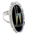 Genuine Sterling Silver Jet And Opal Inlay Ring Size 7-1/4 AW71860