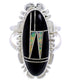 Sterling Silver Opal And Jet Jewelry Ring Size 5-1/2 AW71852