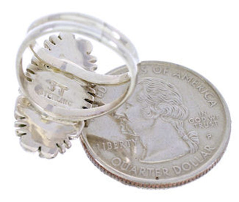 Genuine Sterling Silver Jet And Opal Inlay Ring Size 7-1/4 AW71860