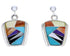Multicolor Inlay Sterling Silver Post Dangle Earrings DW71811