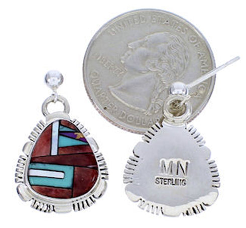 Southwest Sterling Silver Multicolor Post Dangle Earrings DW71814