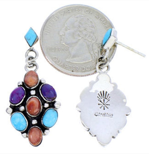 Sterling Silver Jewelry Multicolor Post Dangle Earrings DW71844