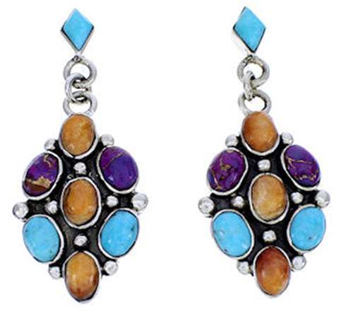 Sterling Silver Multicolor Post Dangle Earrings DW71847