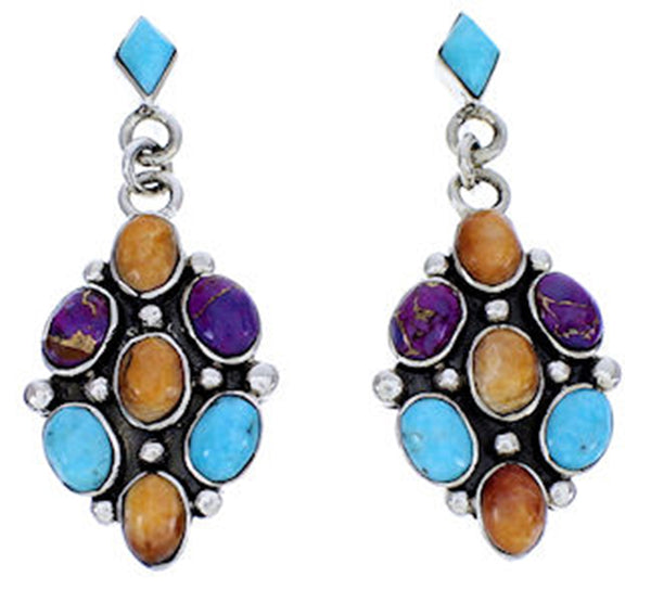 Sterling Silver Multicolor Post Dangle Earrings DW71847