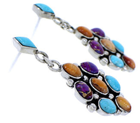 Sterling Silver Multicolor Post Dangle Earrings DW71847