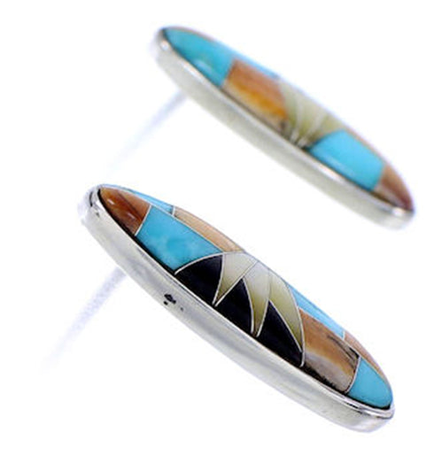 Southwest Sterling Silver Multicolor Post Earrings DW71984