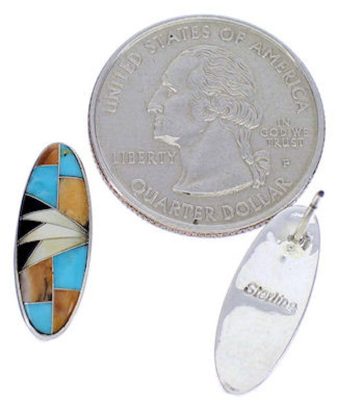Southwest Sterling Silver Multicolor Post Earrings DW71984