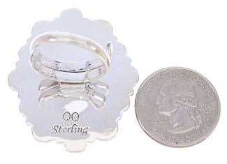 Silver Turquoise Jewelry Large Statement Ring Size 8-3/4 YS71914