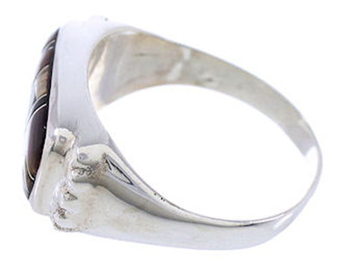 Multicolor Turquoise Jewelry Sterling Silver Ring Size 7-3/4 AW72253