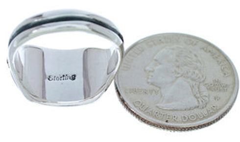 Silver And Multicolor Inlay Southwest Ring Size 7-1/2 BW72345