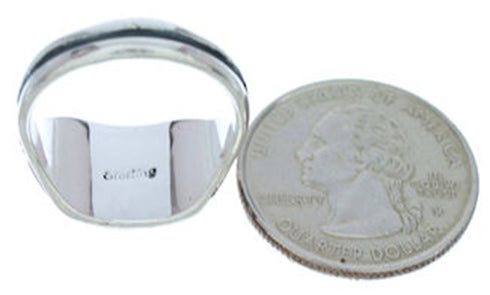 Genuine Sterling Silver Multicolor Inlay Ring Size 8-1/2 BW72389