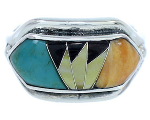 Southwest Multicolor Sterling Silver Jewelry Ring Size 8-3/4 YS72338