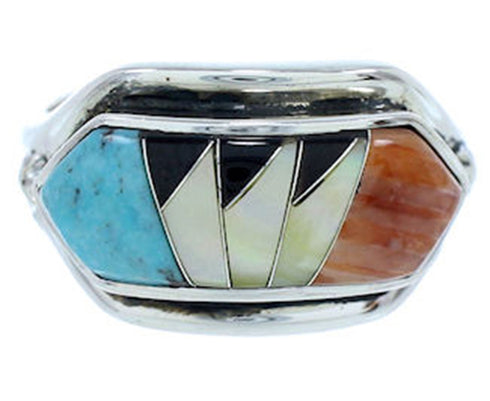 Southwest Multicolor Silver Jewelry Ring Size 8-1/4 YS72343