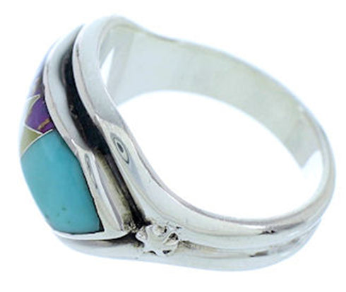 Southwest Sterling Silver Multicolor Jewelry Ring Size 6-1/2 YS72356