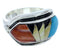 Southwest Silver Multicolor Inlay Jewelry Ring Size 5-1/2 YS72362
