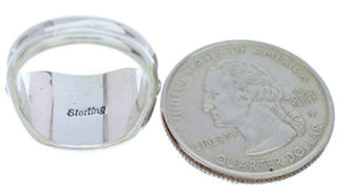 Southwest Silver Multicolor Inlay Jewelry Ring Size 5-1/2 YS72362