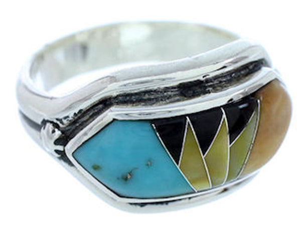 Southwest Multicolor Jewelry Silver Ring Size 7-1/2 YS72367