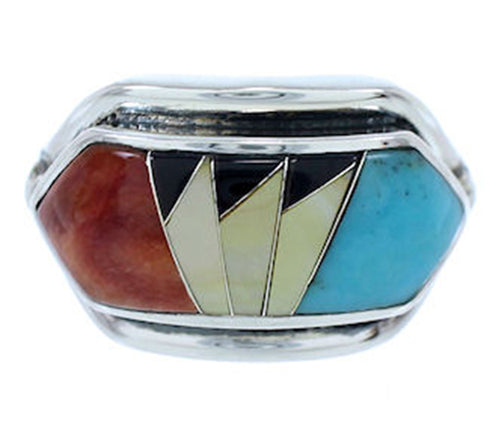 Southwest Jewelry Multicolor Inlay Ring Size 6-1/2 YS72404