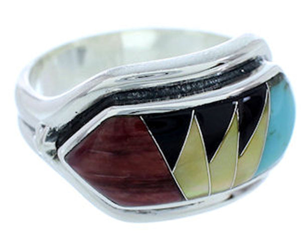 Southwest Jewelry Sterling Silver Multicolor Ring Size 7-3/4 YS72413