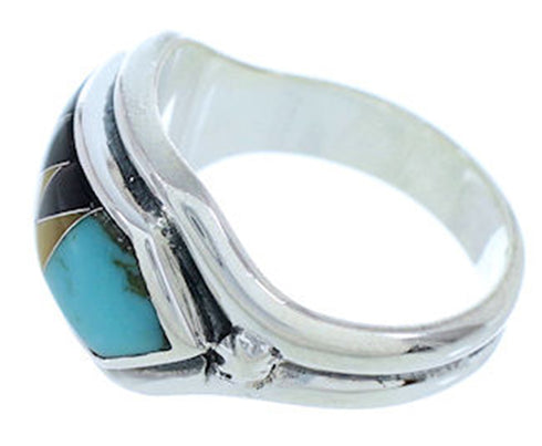 Southwest Jewelry Silver Multicolor Ring Size 6-3/4 YS72416