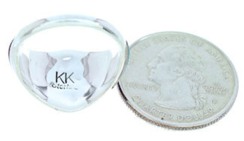 Turquoise And Multicolor Inlay Sterling Silver Ring Size 7-3/4 AW73136