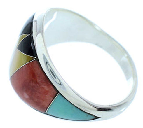 Sterling Silver Turquoise Multicolor Jewelry Ring Size 6-3/4 AW73159