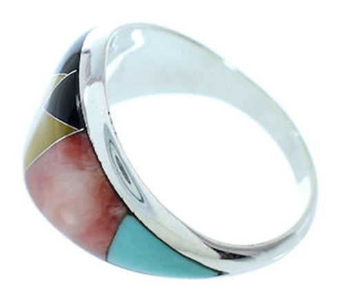 Turquoise Multicolor Sterling Silver Jewelry Ring Size 7-3/4 AW73267