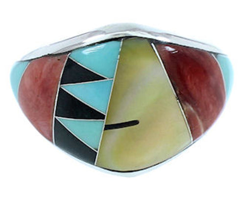 Multicolor And Turquoise Southwestern Jewelry Ring Size 7-3/4 AW73296