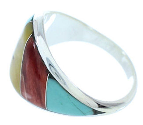 Multicolor And Turquoise Southwestern Jewelry Ring Size 7-3/4 AW73296