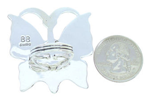 Multicolor Silver Butterfly Large Statement Ring Size 6-3/4 YS72572