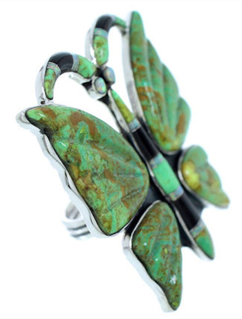 Multicolor Inlay Butterfly Large Statement Ring Size 6-3/4 YS72607