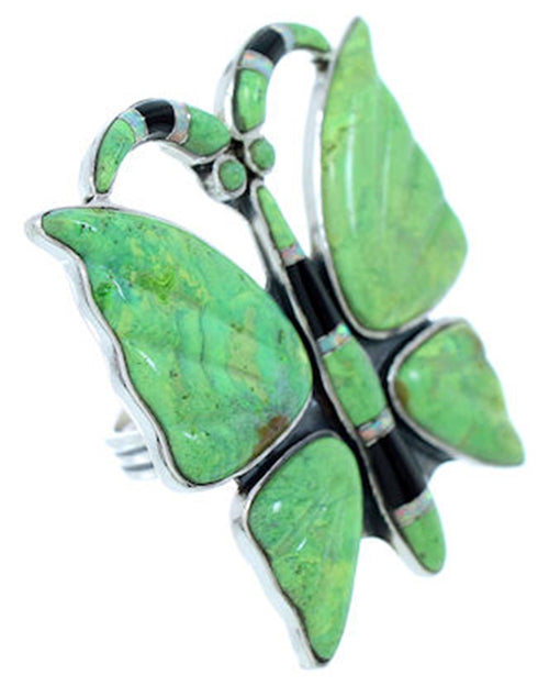 Multicolor Butterfly Silver Large Statement Ring Size 8-3/4 YS72613