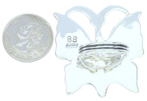Multicolor Butterfly Silver Large Statement Ring Size 8-3/4 YS72613