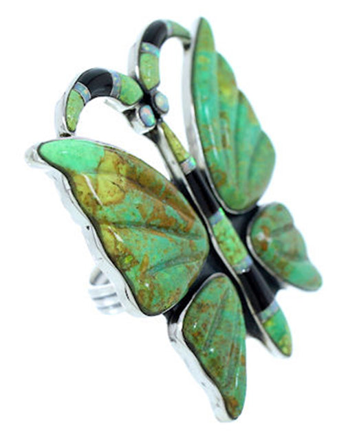 Multicolor Butterfly Silver Large Statement Piece Ring Size 7 YS72615