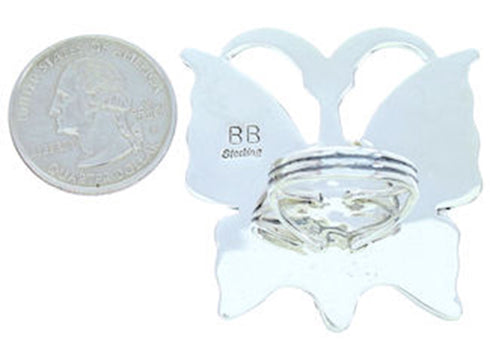 Multicolor Butterfly Silver Large Statement Piece Ring Size 7 YS72615