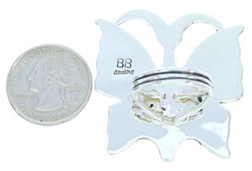 Butterfly Silver Multicolor Large Statement Ring Size 8-3/4 YS72672