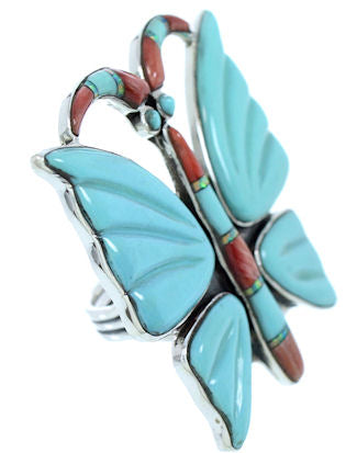Multicolor Butterfly Large Statement Ring
