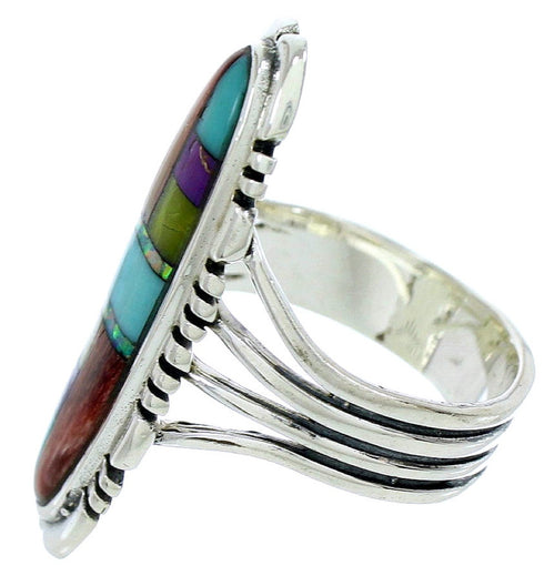 Southwestern Jewelry Multicolor Silver Ring Size 6-1/2 BW72865