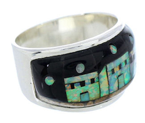 Multicolor Silver Native American Design Ring Size 6-1/2 MW73677