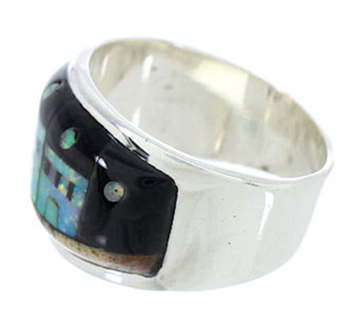 Multicolor Silver Native American Design Ring Size 6-1/2 MW73677