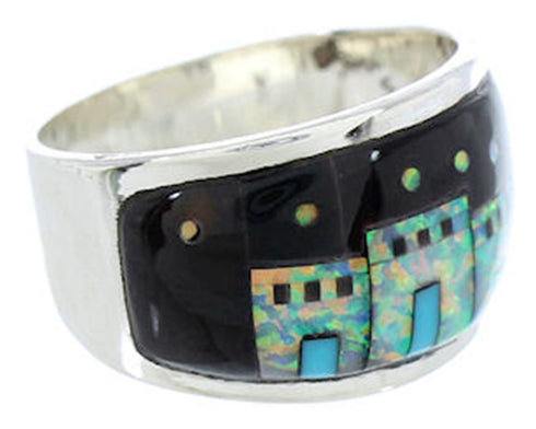 Native American Village Design Multicolor Ring Size 5-3/4 MW73703