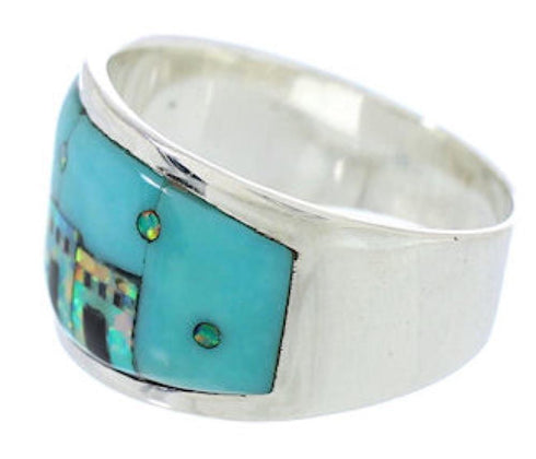 Multicolor Jewerly Native American Design Ring Size 7-3/4 YS73088